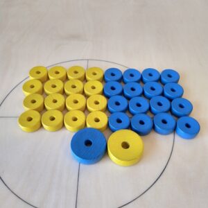 Kauļiņi SPORT2 komplekts 2x16+2, dzeltens-zils